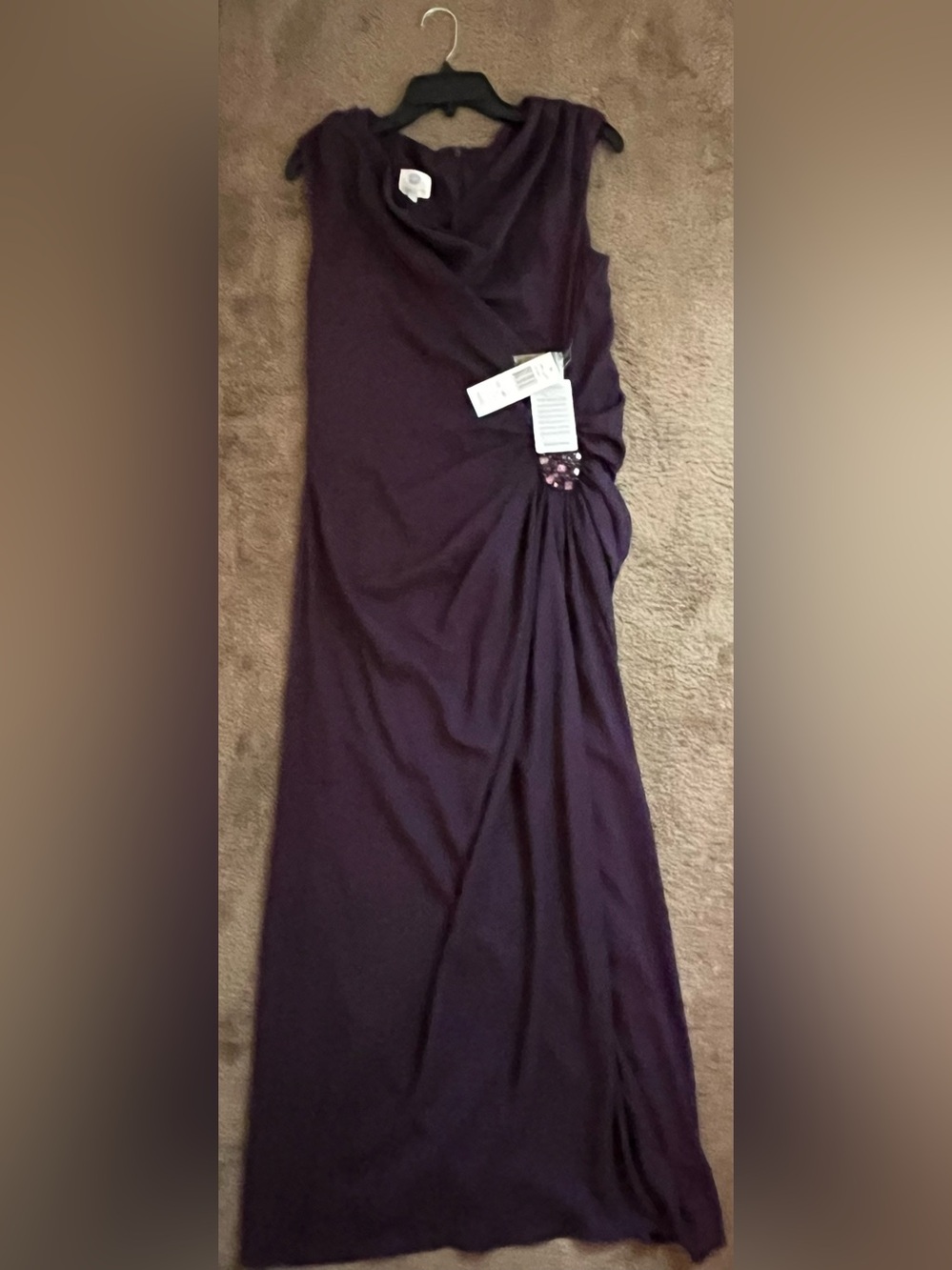 Nordstrom Deep Plum Maxi Dress with Gathered Side Detail